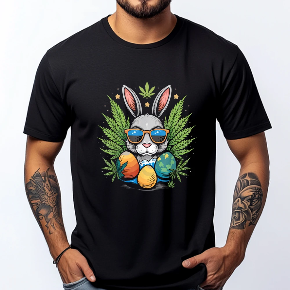 

420 Easter Bunny Funny Weed Smoking Rabbit Cannabis 4 20 Day 3d Printed T Shirts Breathable Men's Clothing Deals Outdoor
