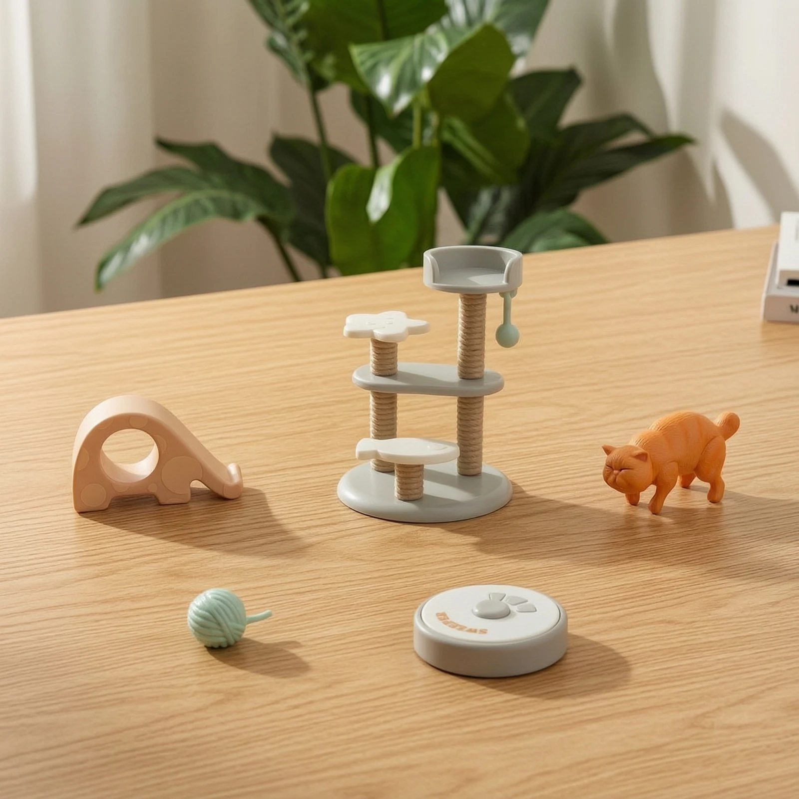 5 Pieces Miniature Pet Scene Matte-Finish Cat Playset Pet Playset Pretend Play Cat Figurines Compact for Children, Desk Decor