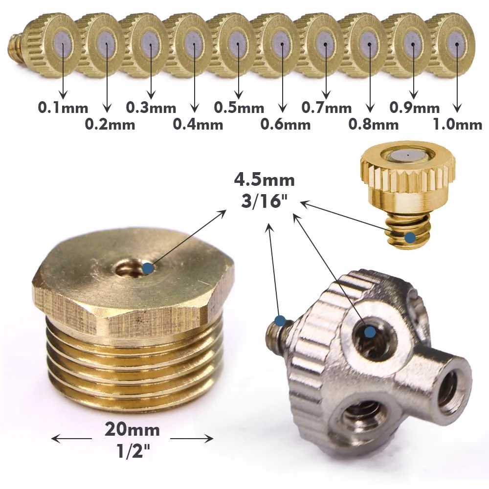 5-hole Fine Atomizer Sprayer 0.1-1.0mm Misting Nozzle w/ 1/2