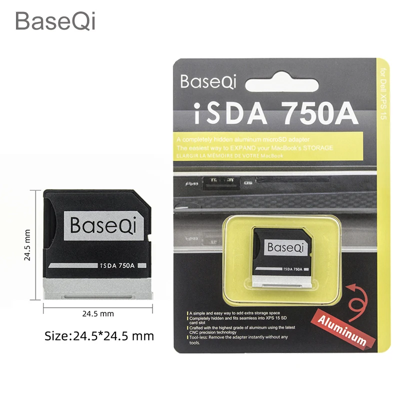 Imagem -02 - para Dell Xps 15 Polegada 9550 Dell Inspiron14 Polegada 5445 Dell M5510 Baseqi Adaptador de Cartão sem Emenda Micro sd Leitor de Cartão de Alumínio