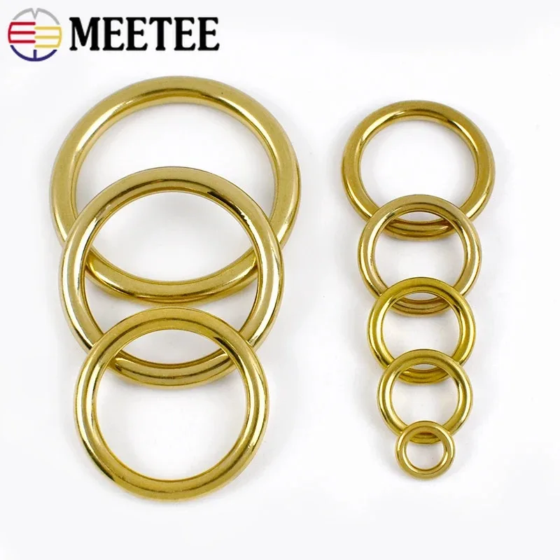 10Pcs 8-51mm Pure Brass O Ring Buckles Backpack Strap Connector Hook Belt Dog Collar Keychain Decorative Clasp Accessories