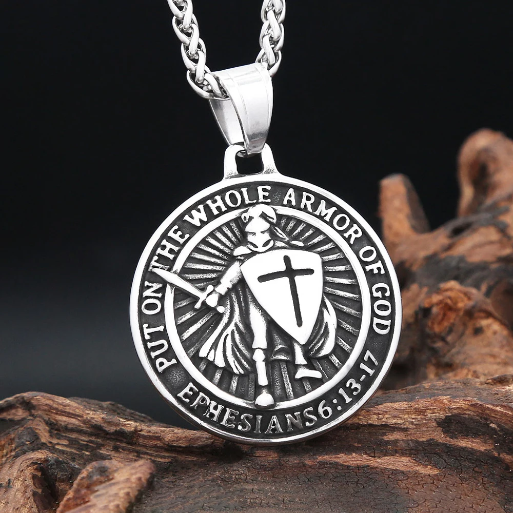 Neue Vintage Schwert Ritter Anhänger Halskette 316L Edelstahl Europäischen Mittelalterlichen Templer Krieger Halsketten Für Mann Biker Schmuck