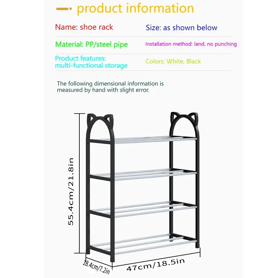 4 layer 56*47*19cm Household storage rack Simple shoe cabinet Shoe storage rack Cat galvanized tube shoe rack