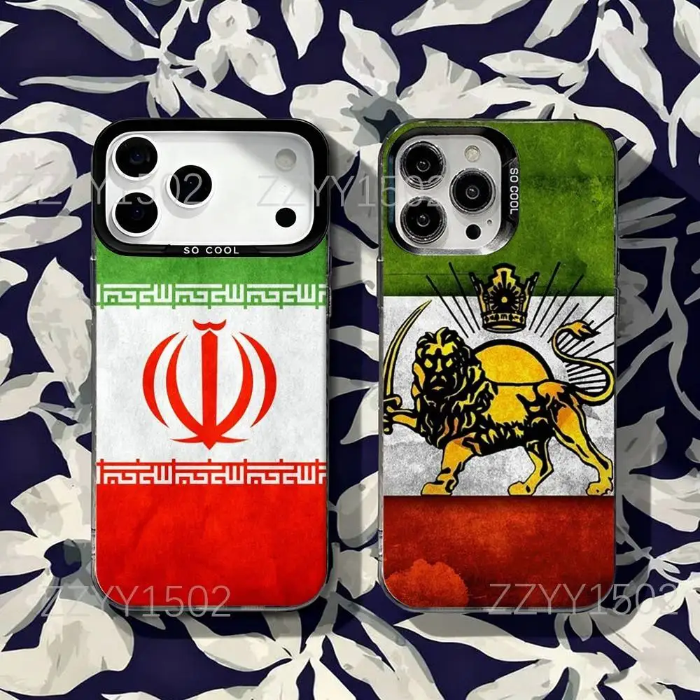 

Iran Flag Lion Phone Case For iPhone 17,16,15,14,13,12,X,8,Pro,Max,Plus,SE4,Air,Mini Black Matte Durable Hard