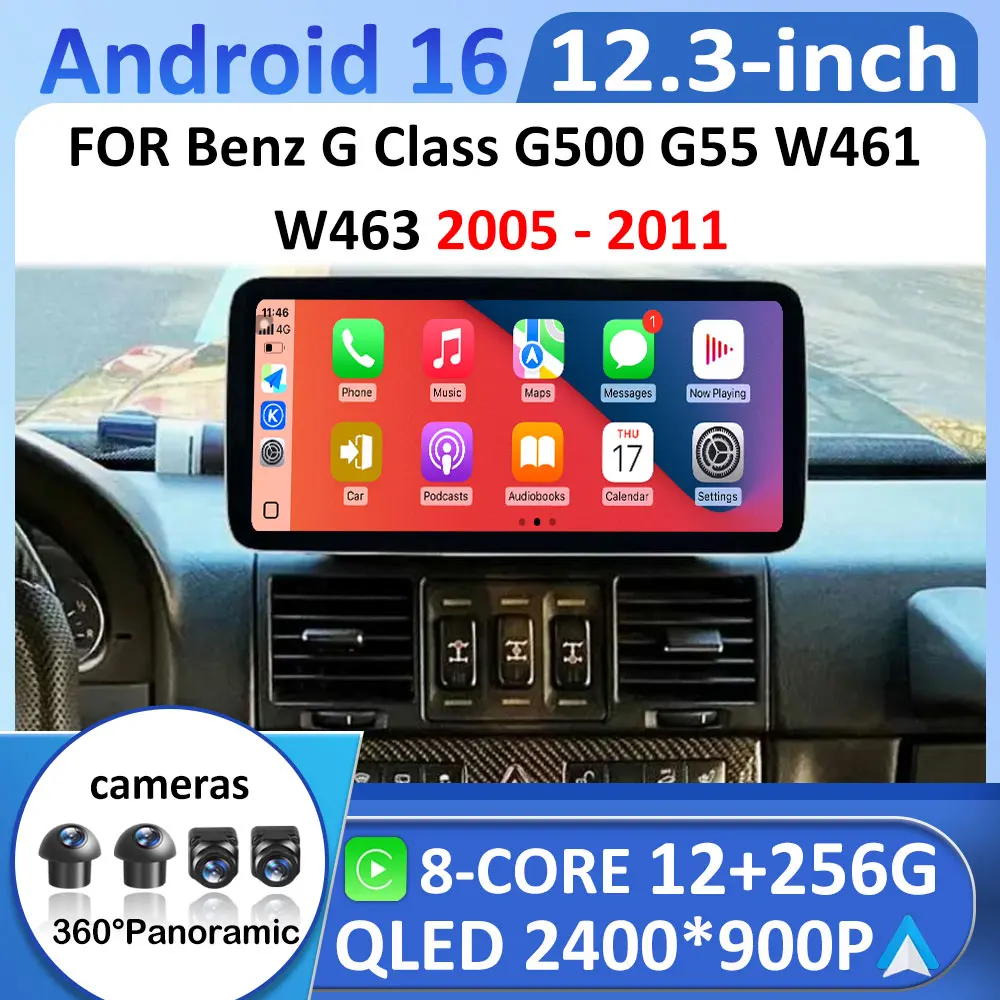 

Автомобильный мультимедийный видеоплеер с беспроводным CarPlay для Mercedes-Benz G-класса G500 G55 W461 W463 2005-2011, Android-система, Bluetooth, головное устройство