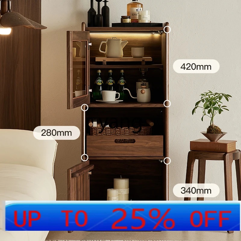 

LTT walnut TV cabinet retro style sofa stand cabinet storage living room solid wood dining side cabinet