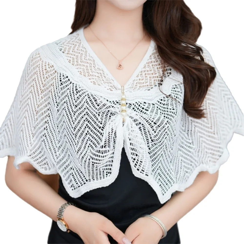 Chal de ganchillo de estilo Vintage a la moda, collares falsos tejidos, envoltura de hombro, drapeado de hombro calado, estilo coreano