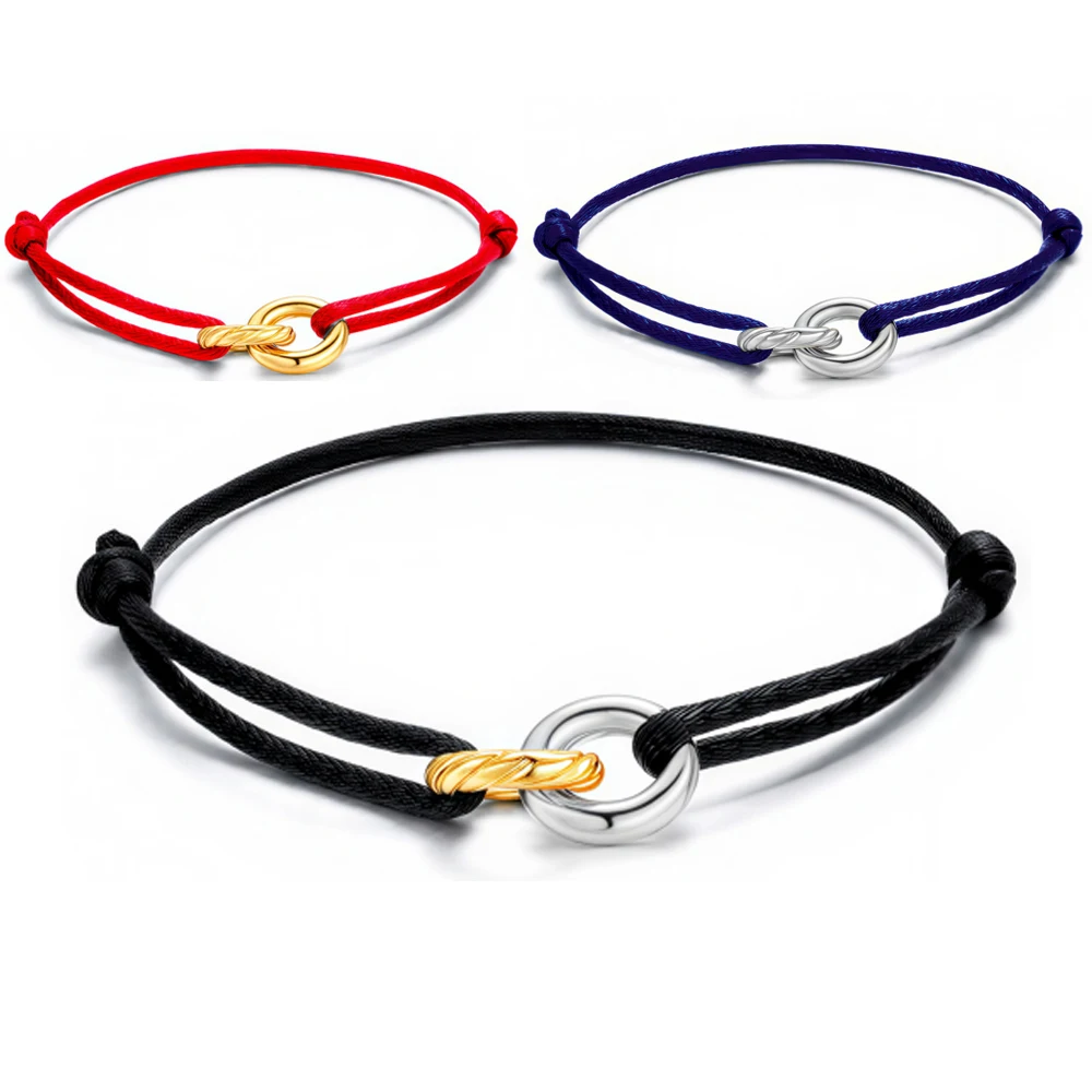 Zalman Men Women's Trendy Two Round Circles Rope Bracelets Stainless Steel Gold Color Luxury Brand Jewelry New 2026