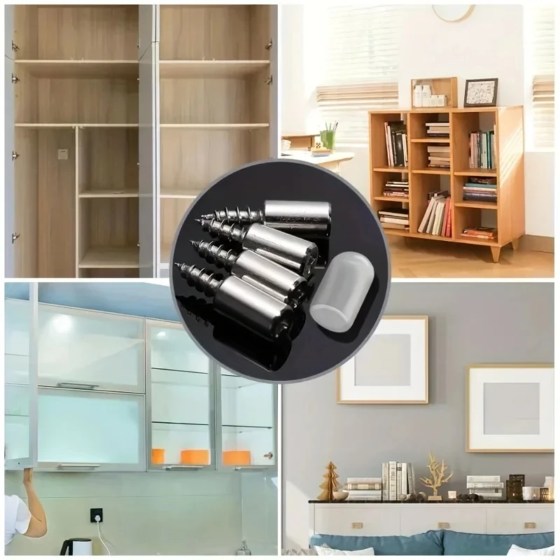 Selbstschneidende Regalstützstifte mit rutschfester Gummihülse harte Trennnägel zur Montage von Glas und Laminatregalen Kleiderschränken Küchenschränken Aufbewahrungsmöbeln abriebfestes Befestigungszubehör einfache Mon – Detail 13