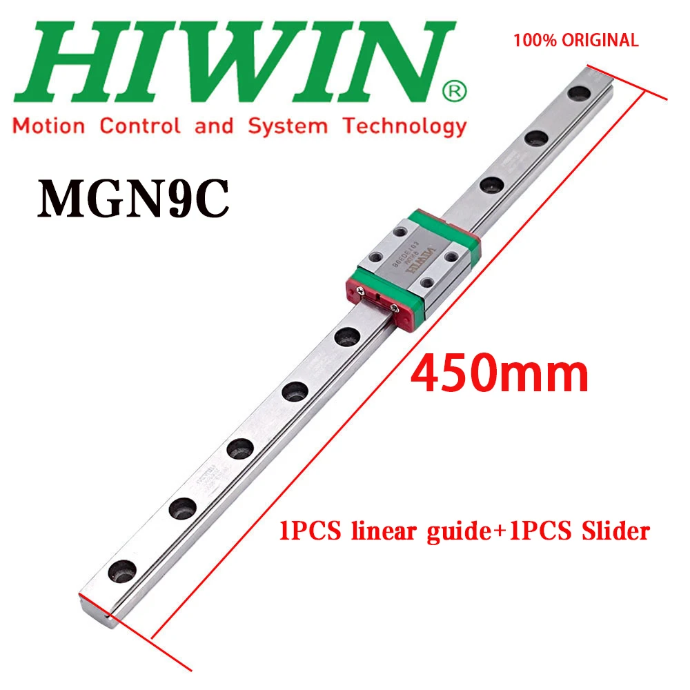 

NEW HIWIN Genuine MGN9C MGN9 Miniature Linear Guide Slide 450mm 1Pcs MGN9 Linear Guide+ 1Pcs MGN9C Slider For 3D Printer CNC