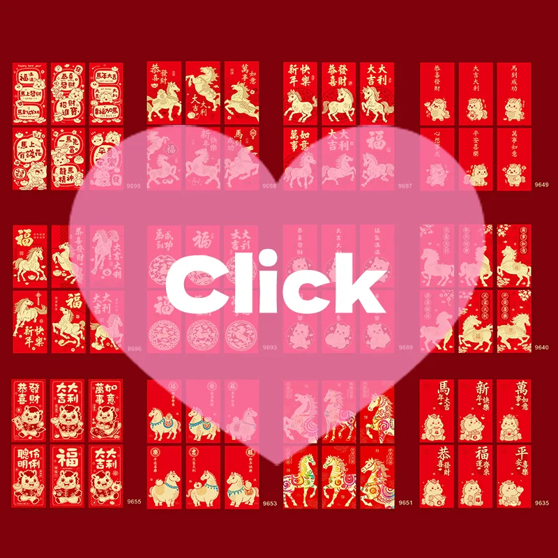 

6pcs/set Chinese New Year Money Envelope Lucky Red Pockets Spring Festival 2026 Horse Year Red Envelope