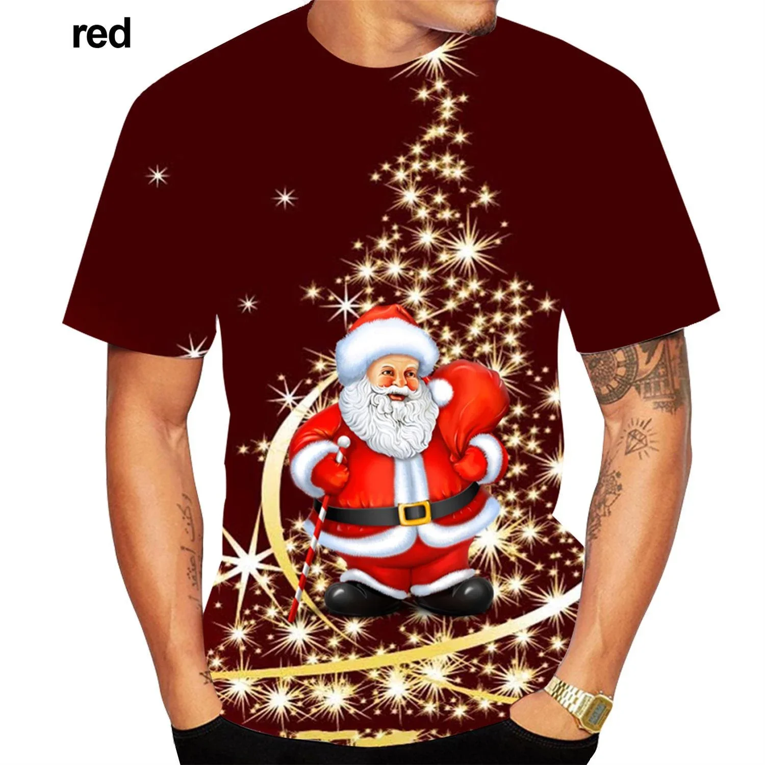 Summer Men's Fashion 3D Print T-shirt Christmas Short Sleeve Unisex Casual Christmas Tree Short Leeve Tops T Shirts harajuku