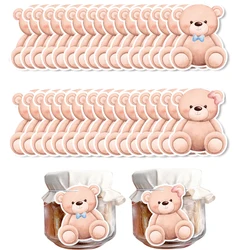 1set Cartoon Bear Hanging Tags Blue Pink Paper Straws for Kids Birthday Baby Shower Party Decorations DIY Gifts Packaging Supply