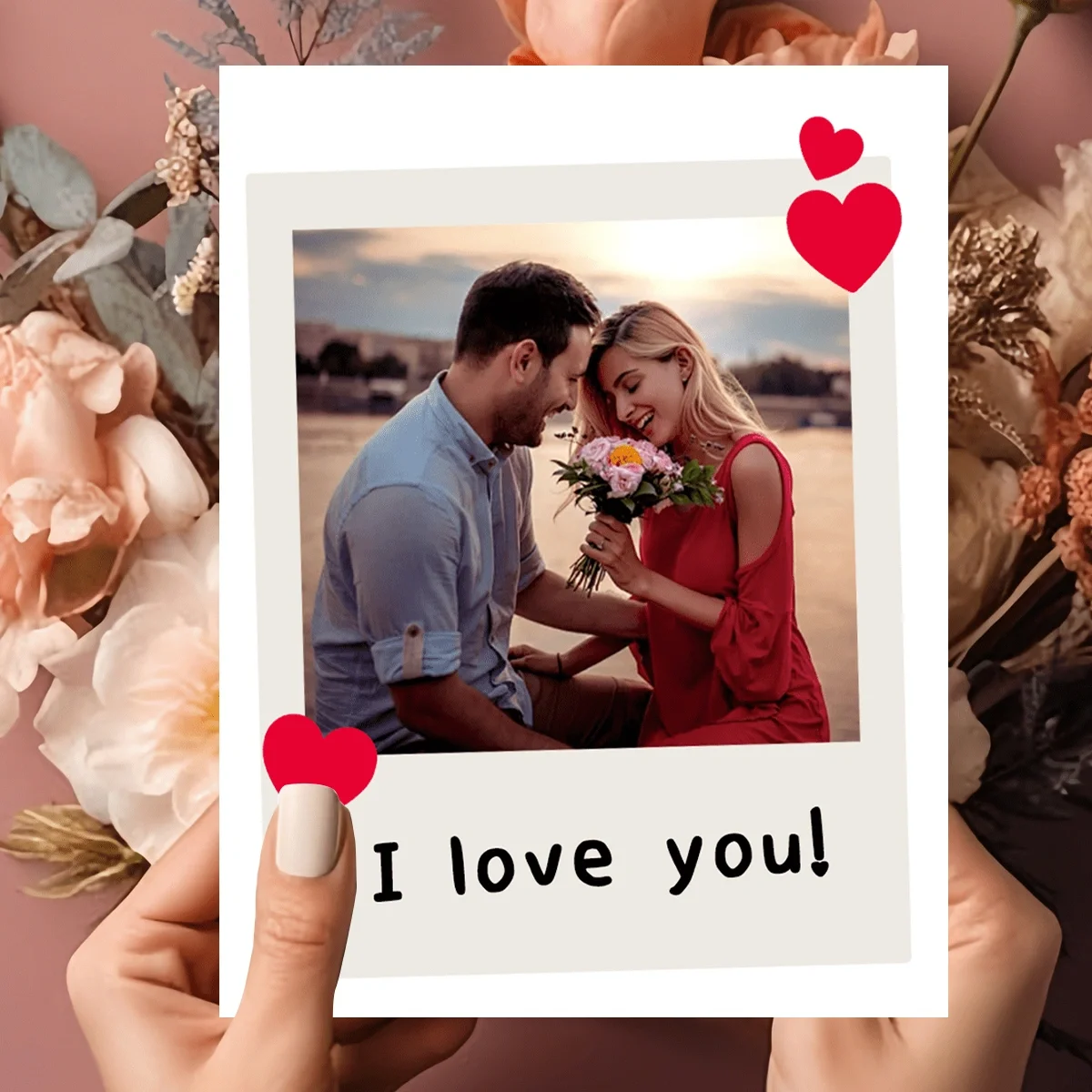 

Custom Photo Anniversary Cards Personalized Name Text, Wedding Party Corporate Bulk Customizable Greeting Cards