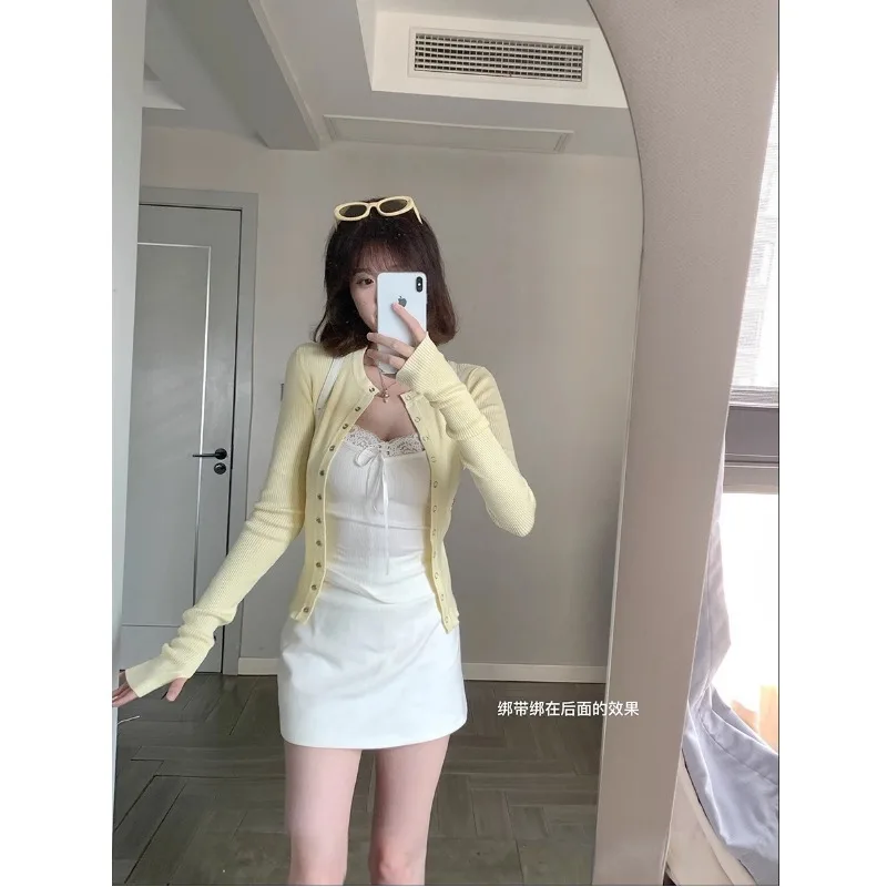 夏の新痩身 A ラインシンプルなヒップハグ女性のスカート和風ストラップデザイン弾性ウエスト白ショートスカート