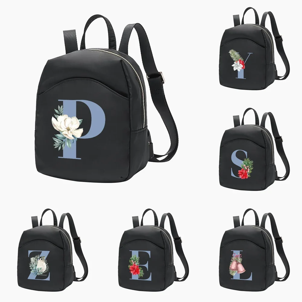 Women's Small Backpacks Band Trend Blue Letter Print Female Bag Small Feminina Backpack School Bags for Teen Girls Knapsack 2024