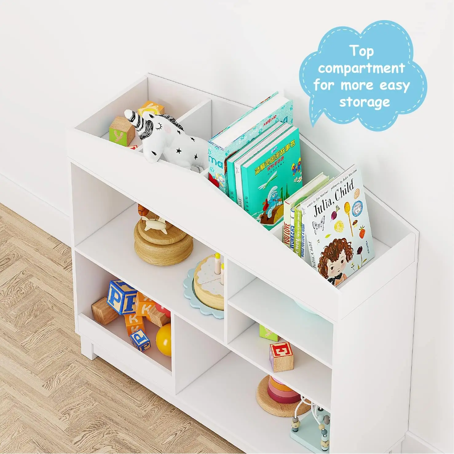 Kids Bookshelf, Wooden Childrens Bookcases and Toy Storage, Doll House Book Shelves Nursery Book Rack for Classroom Bedroom