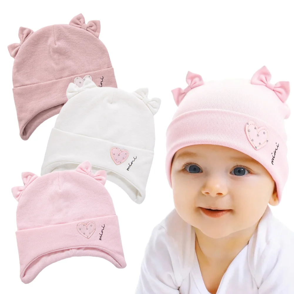 

Ins Korean Super Soft Cotton Baby Girls Turban Hats for 0-2 Years Old Newborn Cute Cat Ear Thicken Beanies Bonnet Kids Headwraps