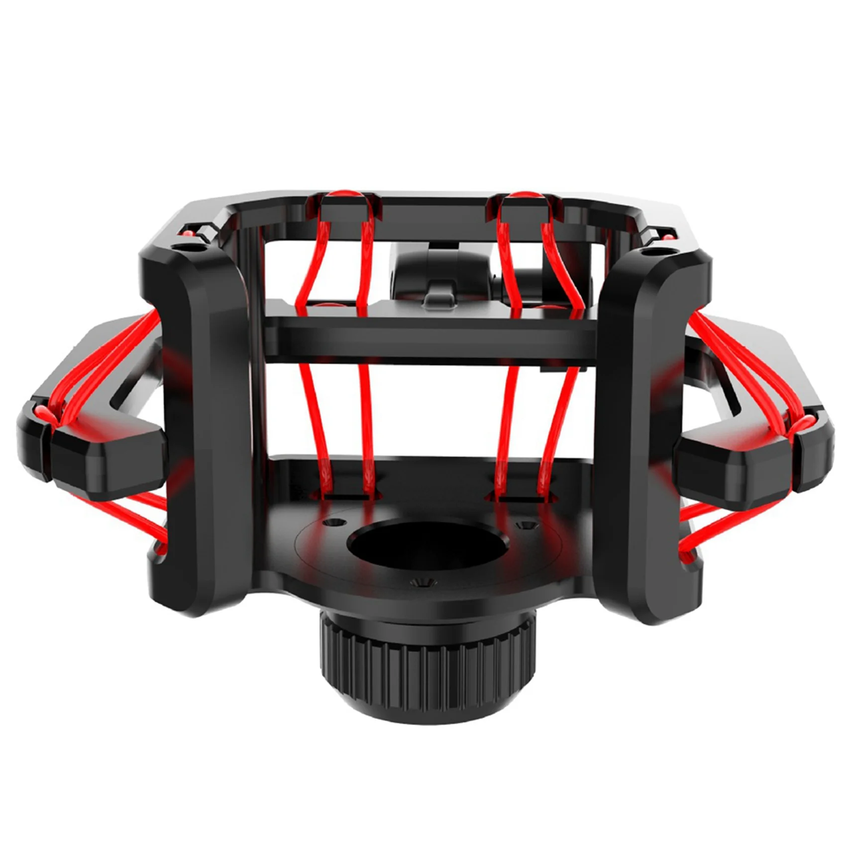 حامل صدمات للميكروفون مع فلتر ميكروفون للزجاج الأمامي يقلل من الضوضاء وشاشة مضادة للاهتزاز ومستقرة وسهلة التركيب، أحمر