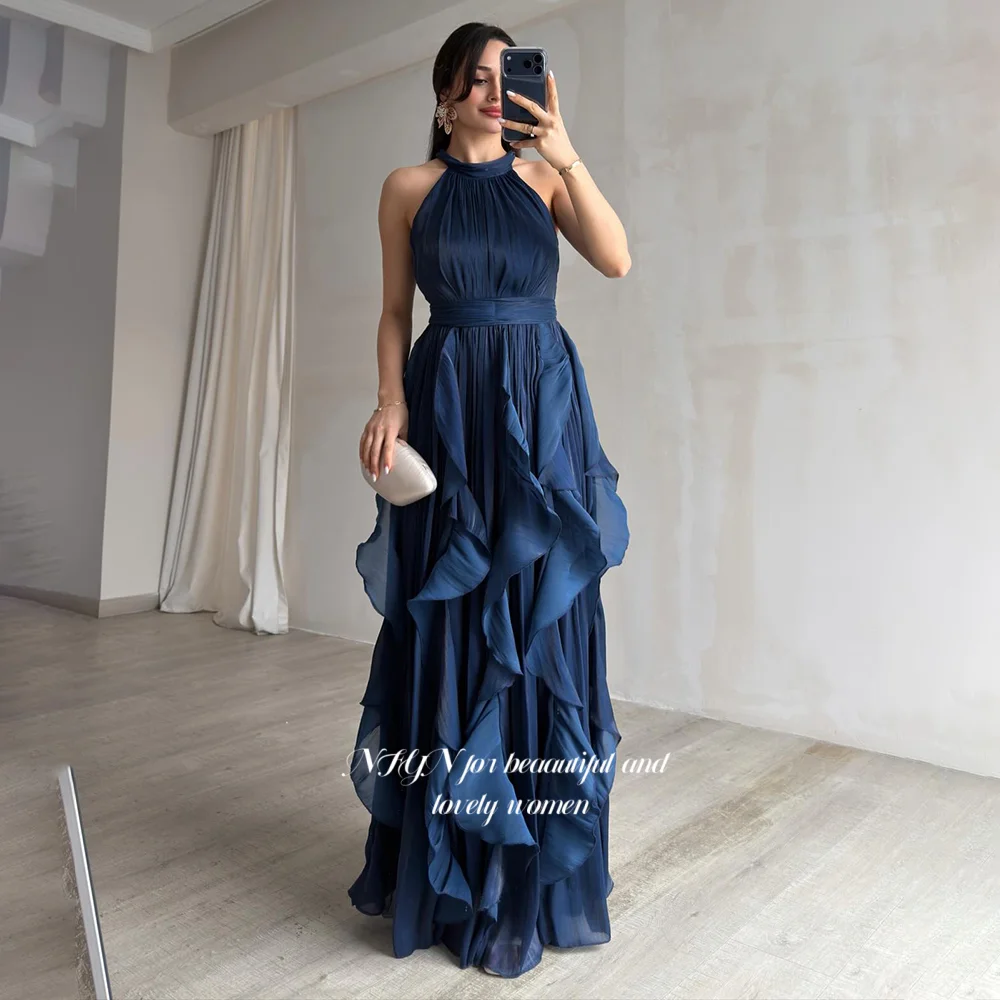 

NFYN Halter Party Dress with Ruffles A Line Evening with Layers Prom Dress فساتين مناسبة رسمية Customized