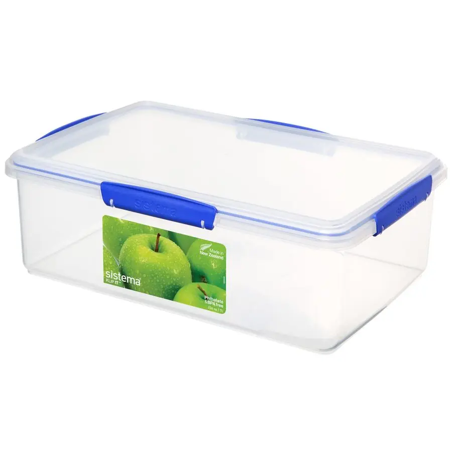 

KLIP IT Food Storage Container, 7 L, Airtight amp Stackable, BPAFree, Clear with Blue Clips