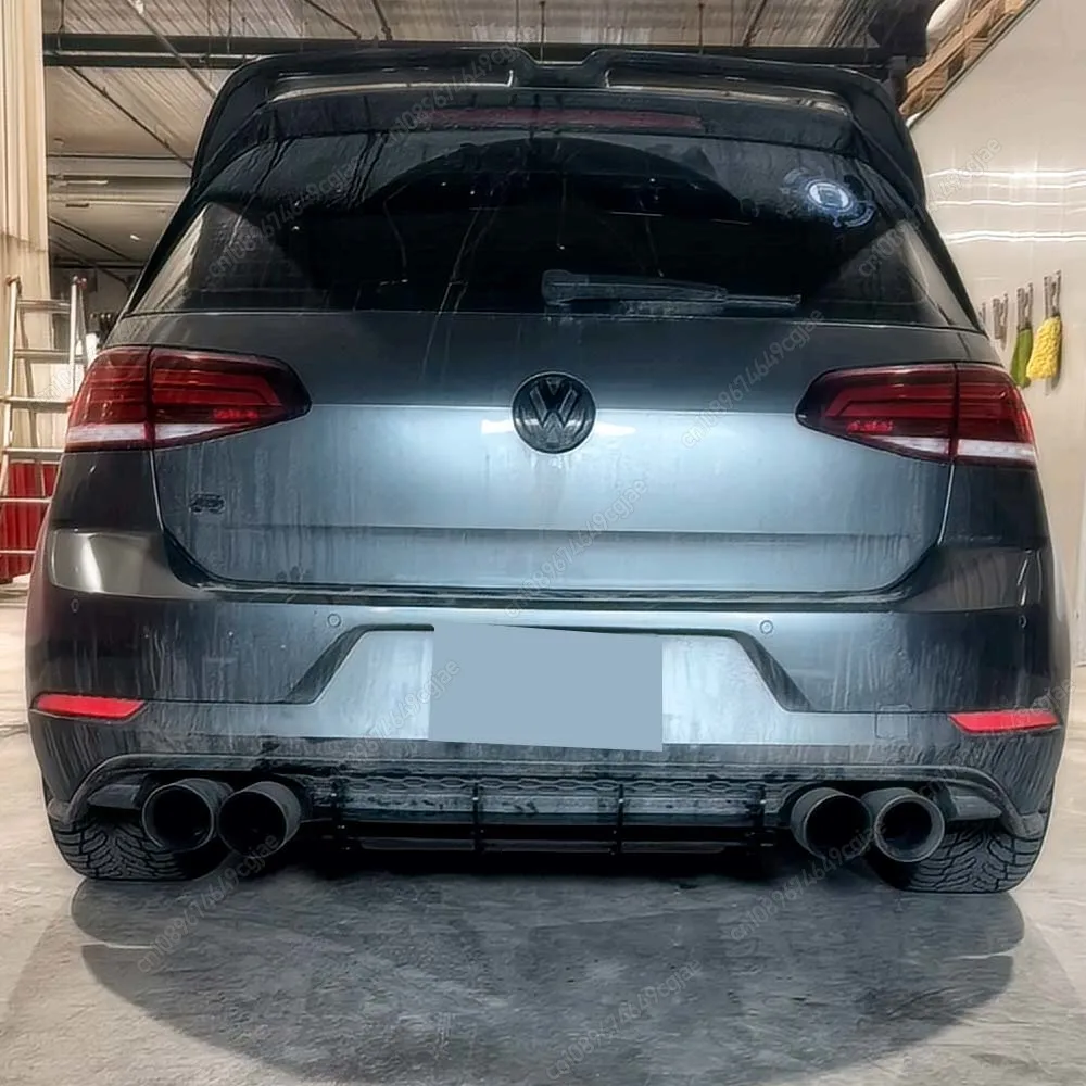 

Задний бампер, диффузор, хвостовой сплиттер, спойлеры, защитная губа, комплект кузова для Volkswagen Golf 7.5 R 2017-2020, черный тюнинг из АБС-пластика