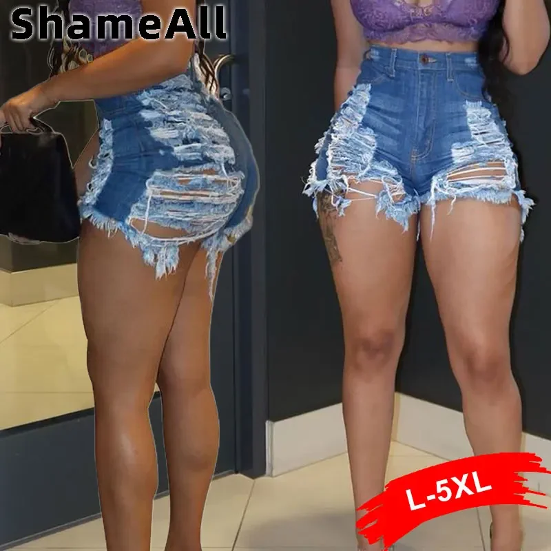 Sexy Rách Denim Ngắn Quần Jean Co Giãn Skinny Quần Short Cotton Hotpants Mùa Hè Câu Lạc Bộ Cao Cấp Rách Quần Jegging Quần Baggy Lỗ Jean