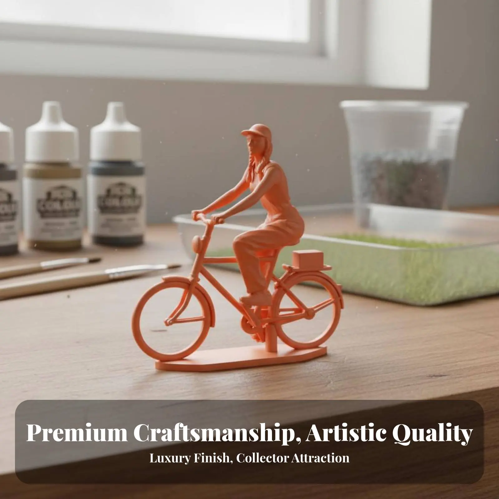 

Miniature Cyclist Figurine Collectible Two-Wheeler Cyclist Scale Model Tiny Person on Bike Model High Fineness Display Scene