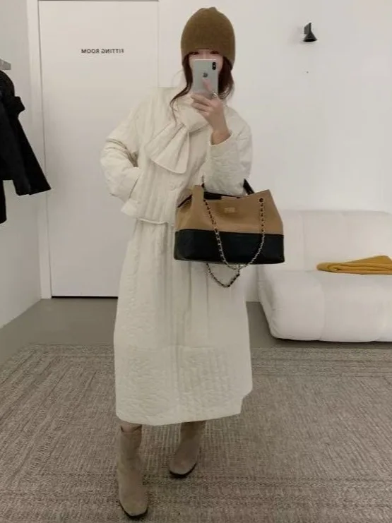 

Faionable Korean Sle Women's Clothing Set Warm Thin Cotton Jaet with Elastic Waist Skirt And Ne Warmer Lightweight Wi...