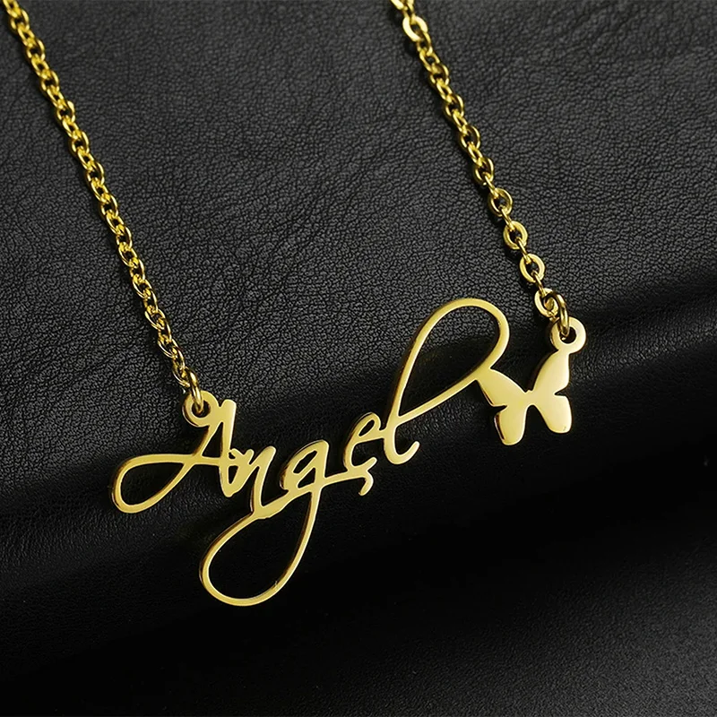 Auxauxme Custom Name Necklace for Women Multi-style Classic Personalized Letters Nameplate Pendant Collar Birthday Jewelry Gifts