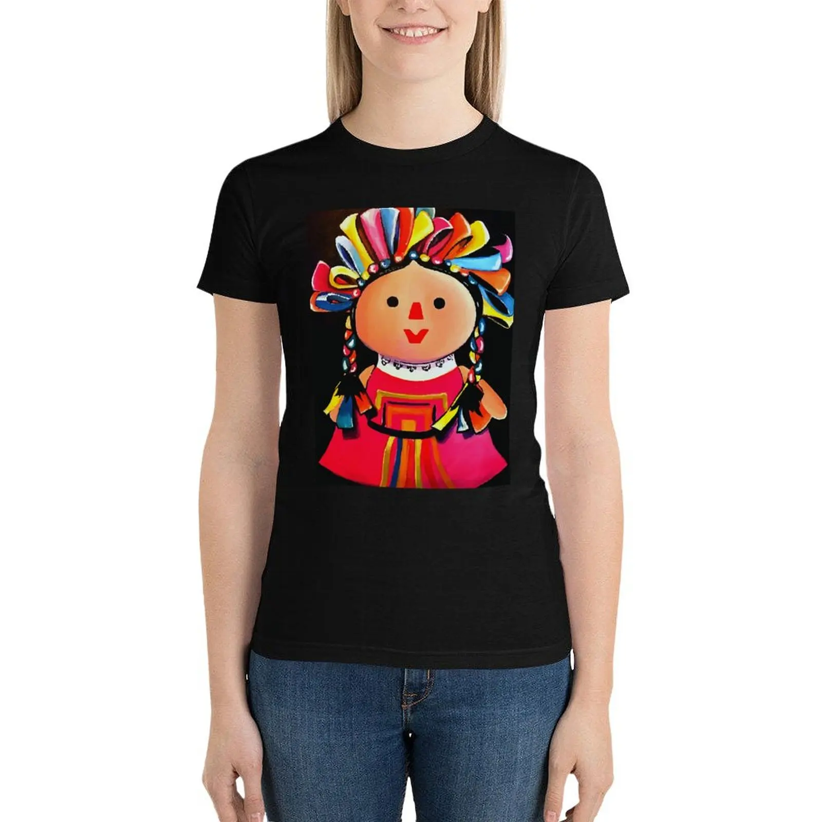 Mexican Maria Doll Black T-Shirt anime clothes summer top Womens graphic t shirts