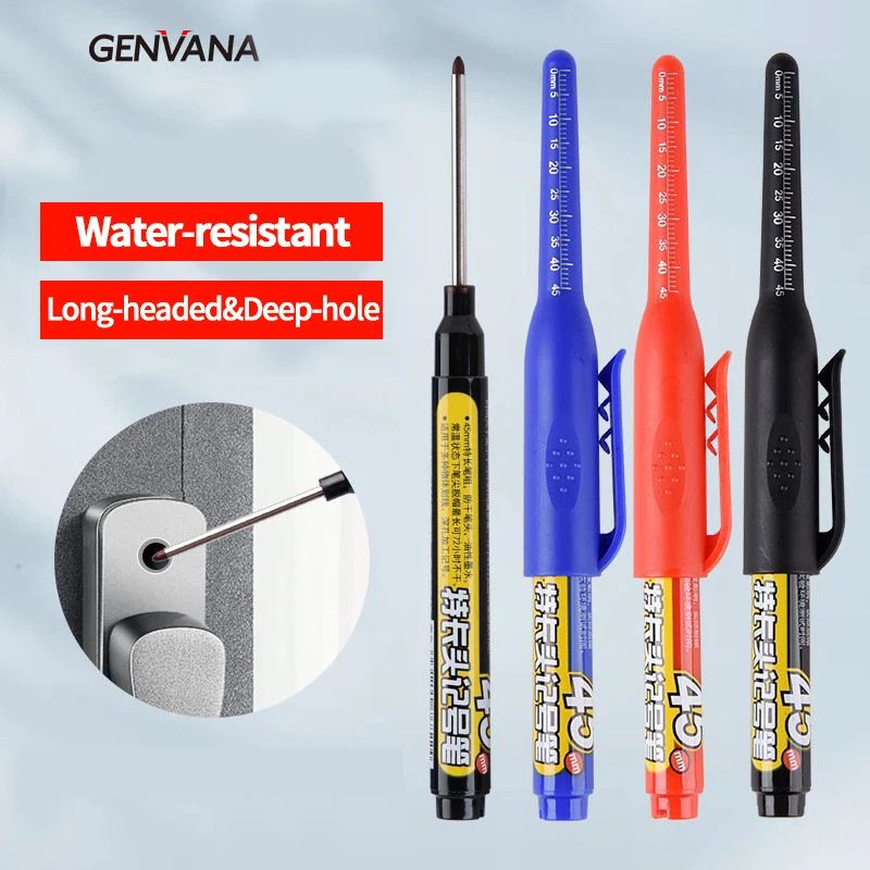 

Multi-Purpose Deep Hole Marker Pens 1.8in 45mm Deep Drill Hole Long Nib Marker Waterproof Deep Hole Marker Pens Colorful Carpent