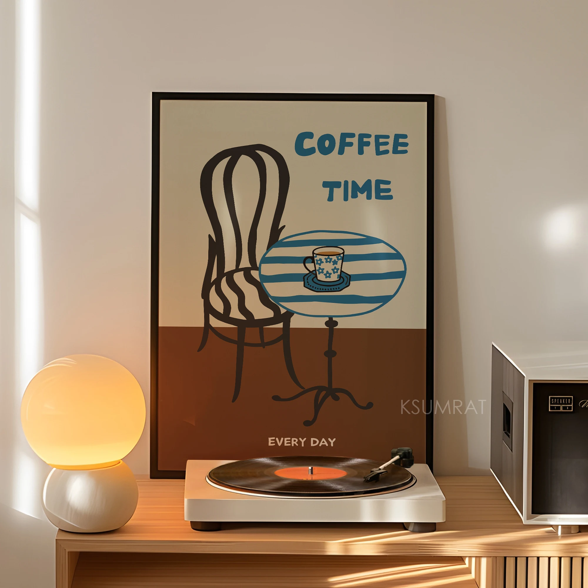 Retro Patio Coffee Set Wall Art Print Canvas Painting Poster Picture For Living Room,Bedroom Home Decor