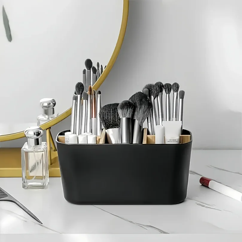 Durable Toothbrush Holder,Divided Freestanding Bathroom Storage Box for Toothbrushes,Toothpaste,Shavers,Cosmetics,Stationery.