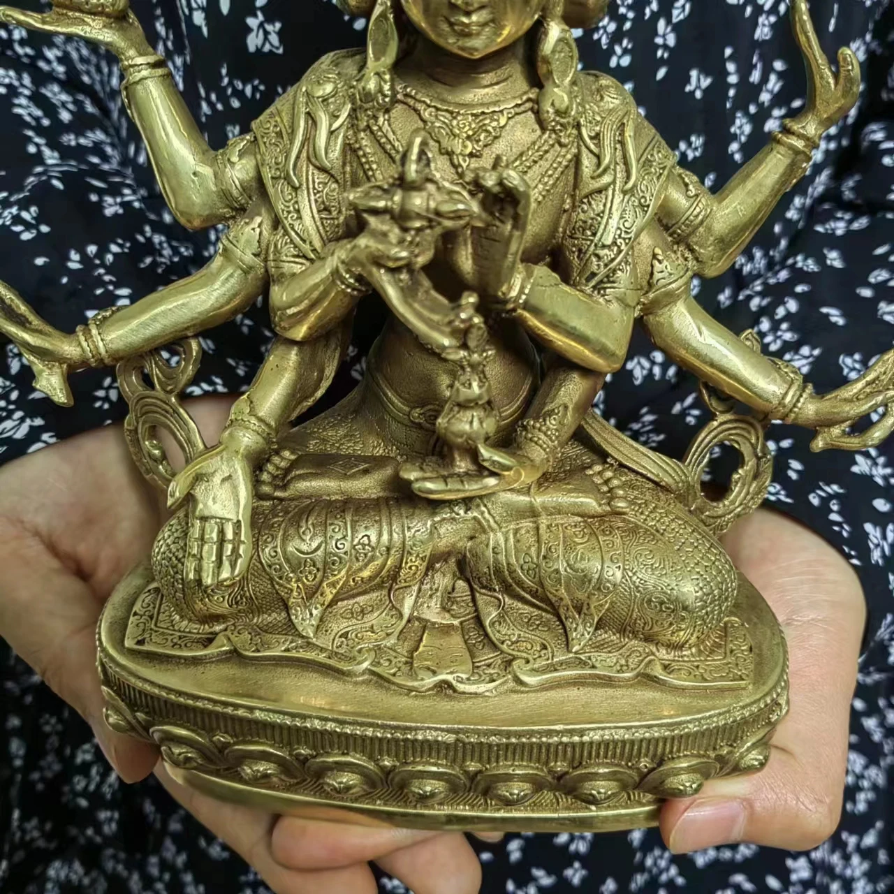 Antique Brass Copper Feng Shui Thousand-hand Guanyin Bodhisattva Luck Statue, Kwan-yin Tara Godness Kuan Yin Art Tantra Zen gift