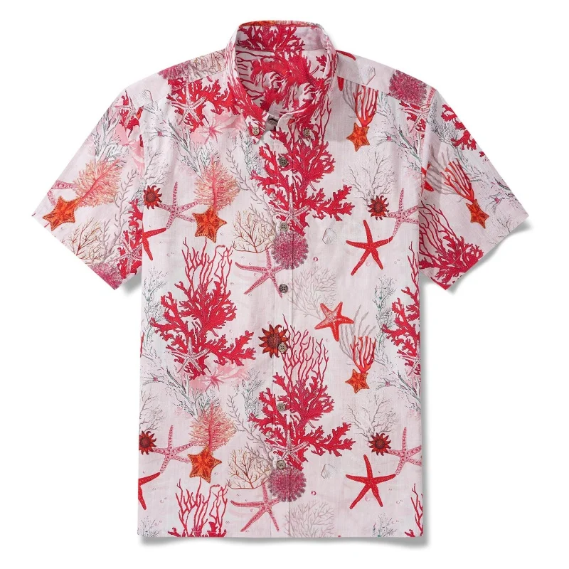 

Fun Plants Pattern Hawaiian Shirt For Men Colorful Stripes 3D Printed Short Sleeves Summer Loose Aloha Shirts Lapel Blouses Tops