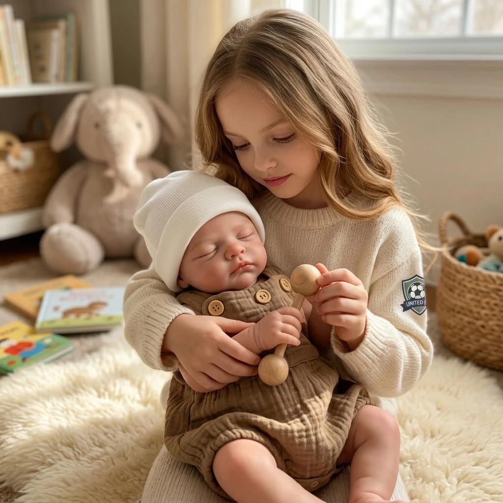 18 Inch Full Silicone Reborn Baby  Doll Sleeping Closed Eyes Lifelike Hand Painted Real Touch Collectible Birthday Gift