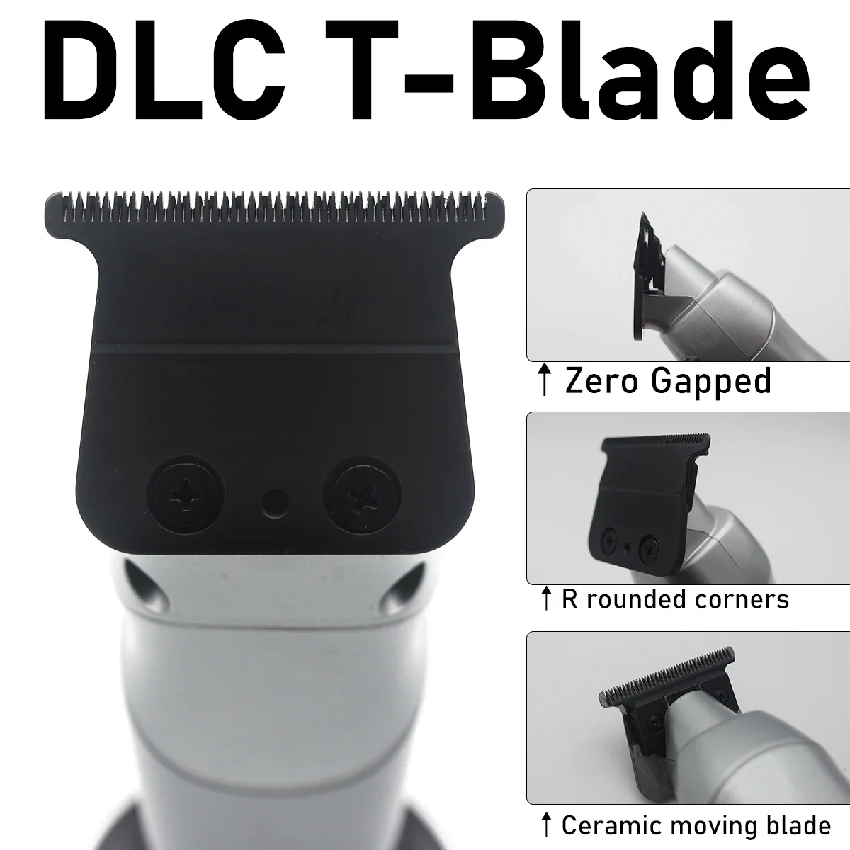 Hair Trimmer for Men DLC T-Blade Full Metal with Base Charger Zero Gapped Low Noise Professional Hair Clipper Finishing Machine