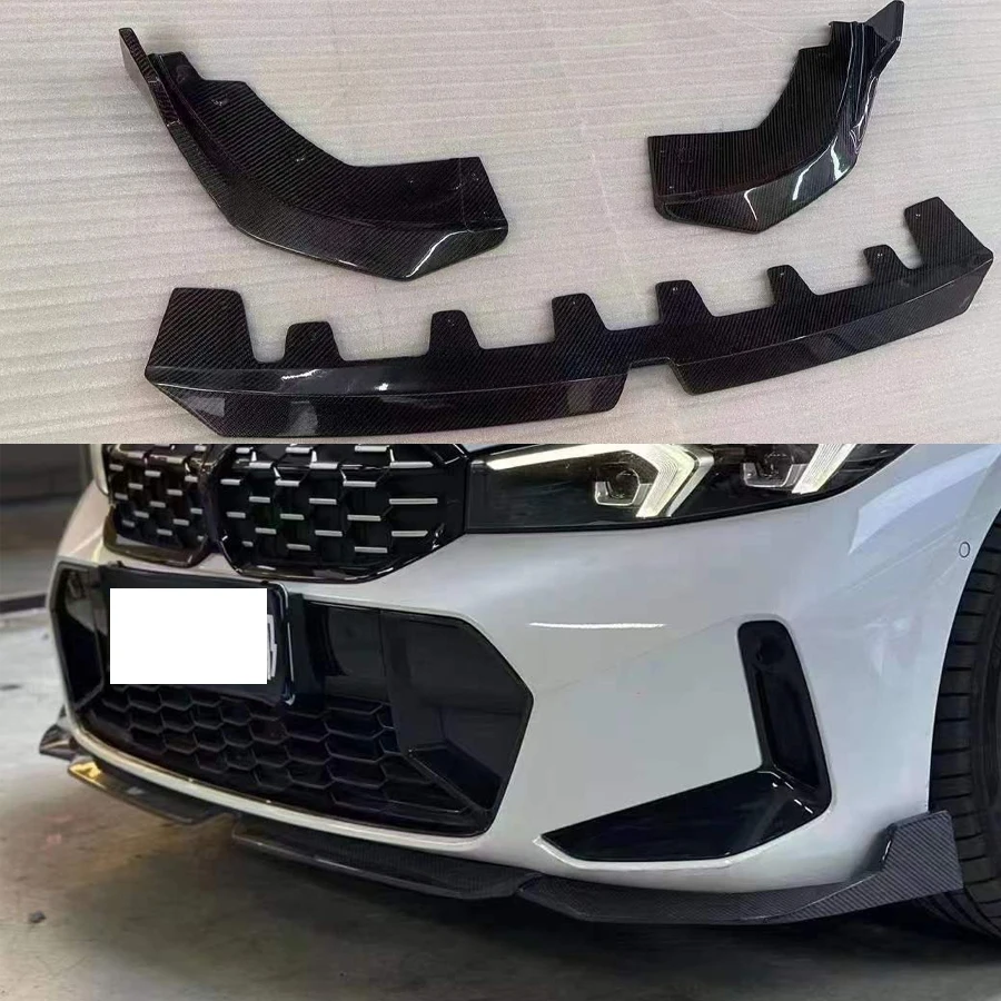 For BMW 3 Series G20 G28 325i 330 2023+ Carbon Fiber Car Front Bumper Diverter Spoiler Diffuser Front lip chin MP style body kit