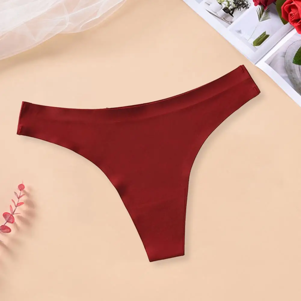 

Women Thong Underwear Solid Color Thong Ice Silk Low-rise Thong Panties for Women Breathable Comfortable Sexy for Sports