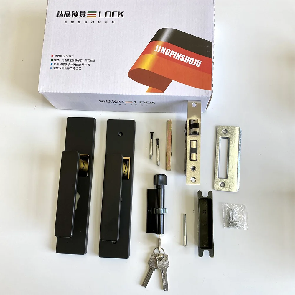 Serrure de sécurité de porte en métal, poignée fendue, serrure de porte mécanique avec clés, serrure de poignée de porte d'entrée de sécurité pour chambre à coucher et salle de bains