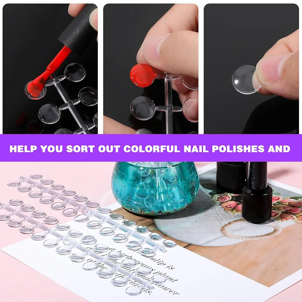 120Tips Round Transparent False Nail Display Tips Nail Polish Swatch Dots Display Chart Training Nail Practicing Card Tool