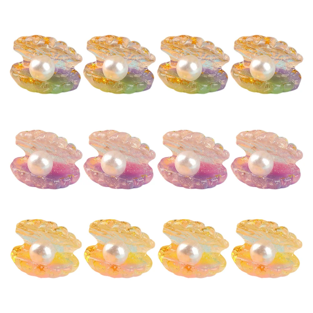 

16 Pcs Simulated Pearl Shell Mini Resin Craft Figurines Glowing Ornament Miniature with Tiny Toys