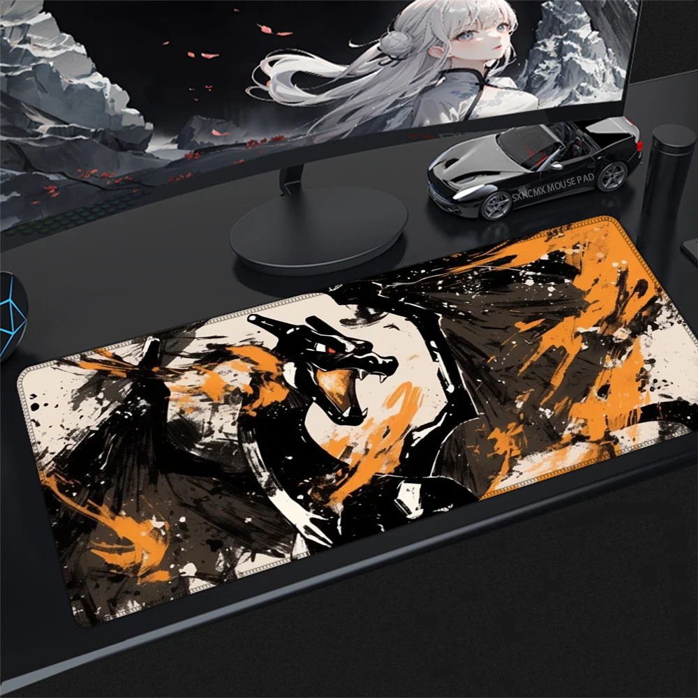 Charizard XXL Gaming Mouse Pad P-Pokemon Anime Mat Waterproof Non-Slip Rubber Base Stitched Edge Desk Pad for PC Laptop Office