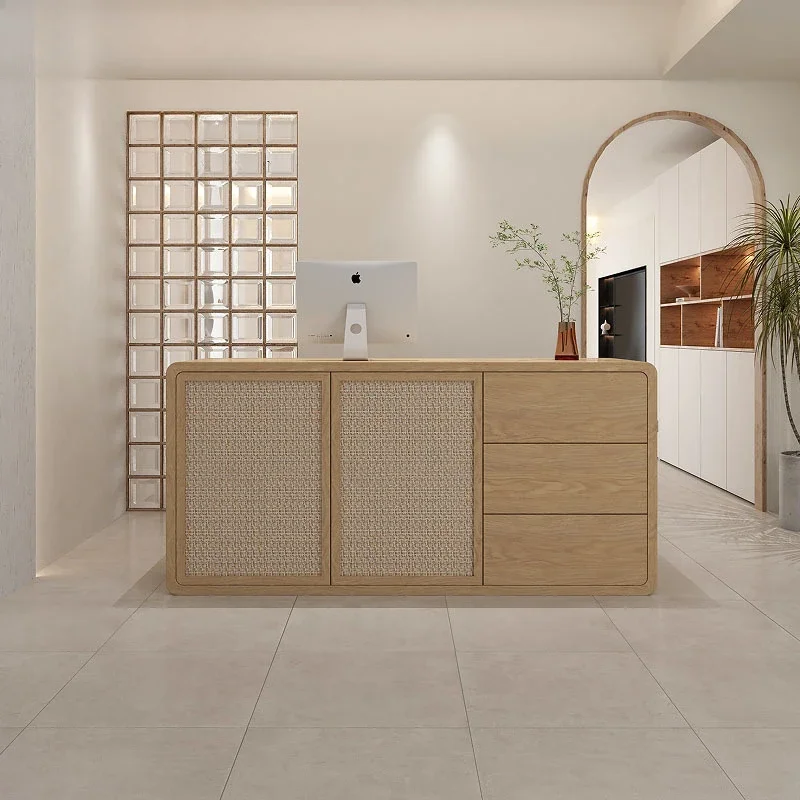 

Wooden Checkout Reception Desks Business Counters Cash Register Reception Desks Simple Design Office Furniture Receptie LLRD