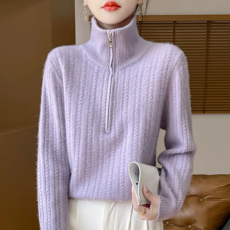 

Thickened Sweater MAHUA technology Lapel Knitted Women's New Versatile Casual Top in Autumn and Winter 2024