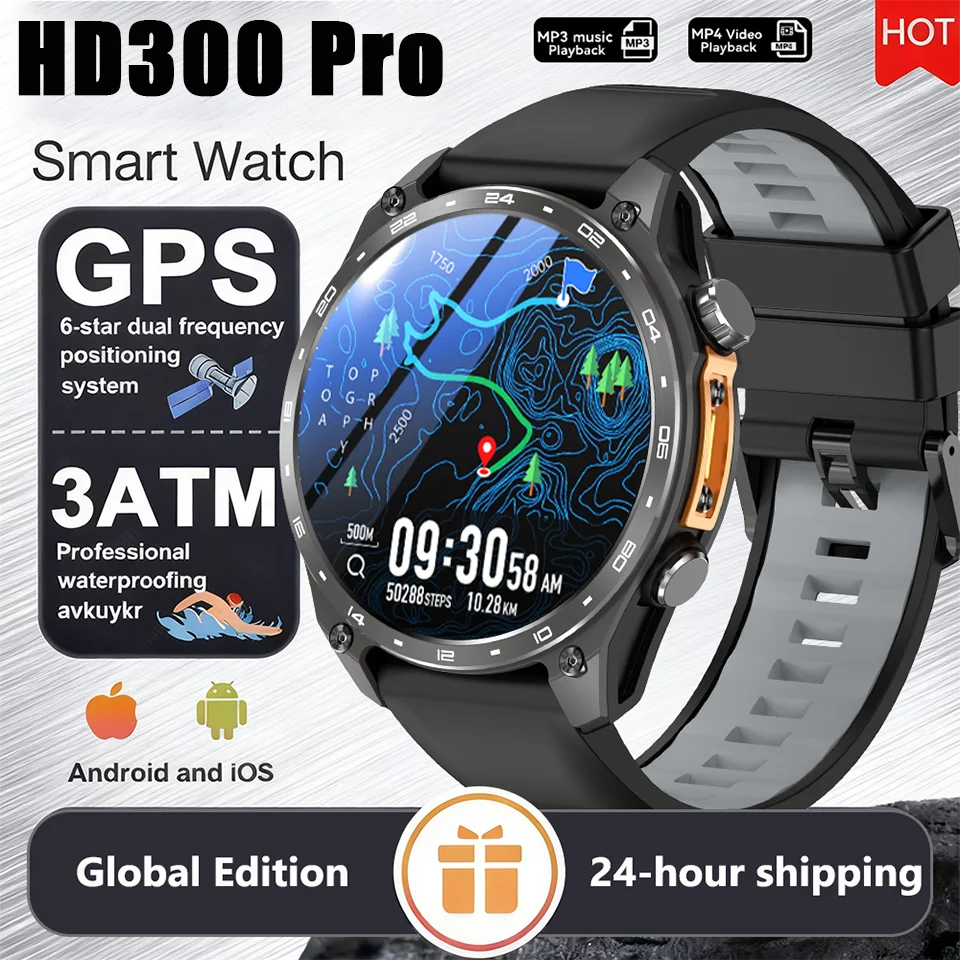 

Original Built-in GPS Offline Map Position Smart Watch Men 4GB Memory 3ATM Waterproof MP3/4 Compass BT Call Swim Sport Bracelets