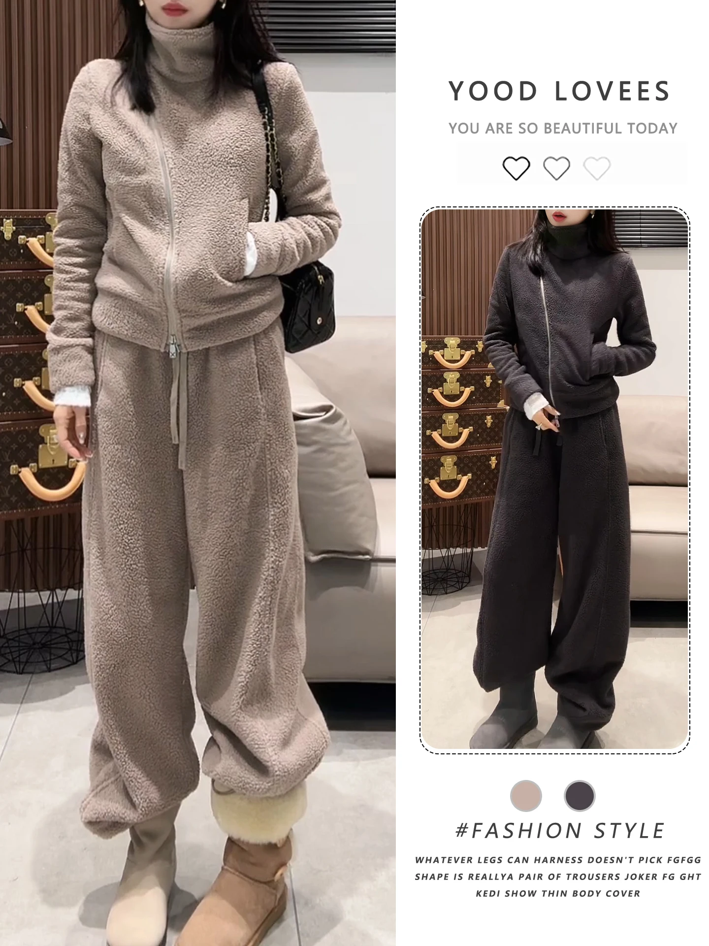 

Fashionable Korean Style Women's Sportswear Set Winter 2026 Loose Slim Fit Sweatshirt Wide Leg Pants Two Piece Trendy Outfit