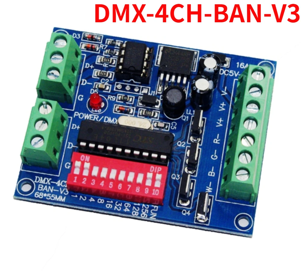 Wholesale DMX512 4CH 4 Channel RGBW Easy DMX Decoder,Dimmer,Controller,Driver,DC5V-24V for LED Strip Light Tape Module Lamp