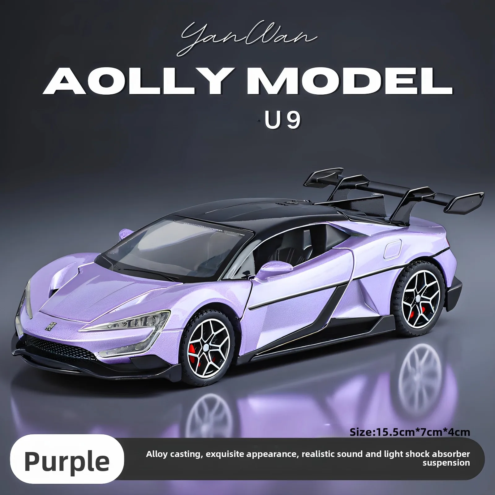 1:32 LOOK UP AT U9 symulacja modeli samochodów sportowych ze stopu, kolekcjonerskie ozdoby, luksusowe zabawki dla chłopców, prezenty urodzinowe